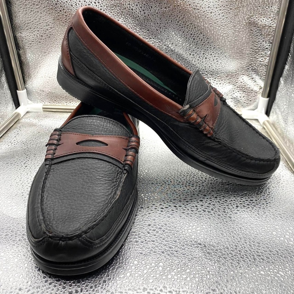 Sebago Broadway 91-7063 Two-Tone Black Brown Leather Penny Loafers Men 10 3E Box
